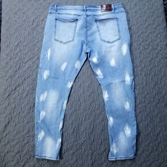 Hengao Jeans Mens 46X32 Blue Slim Straight Leg Medium Wash American Denim - Picture 2 of 11